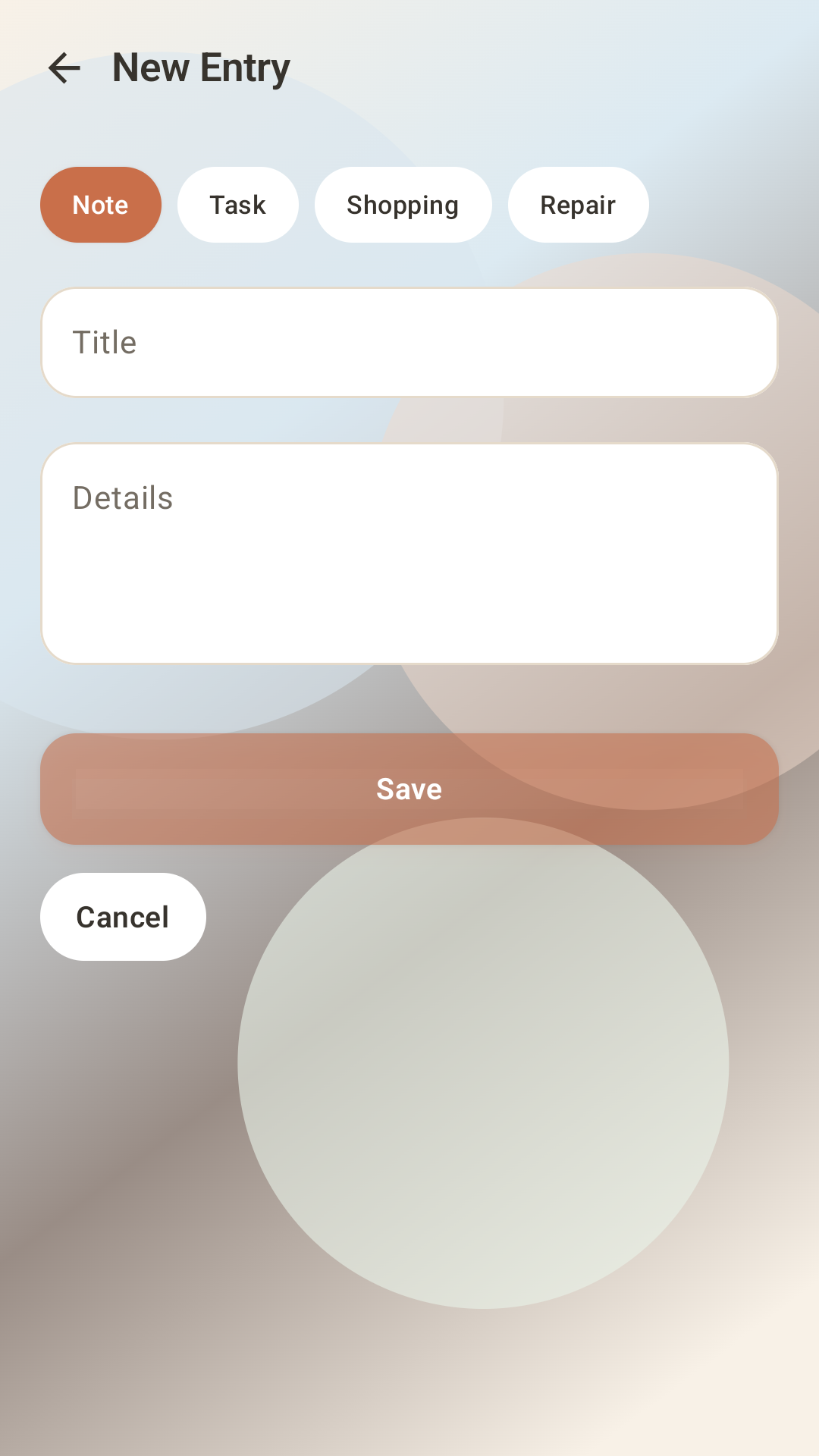 Home Memo Pad screen