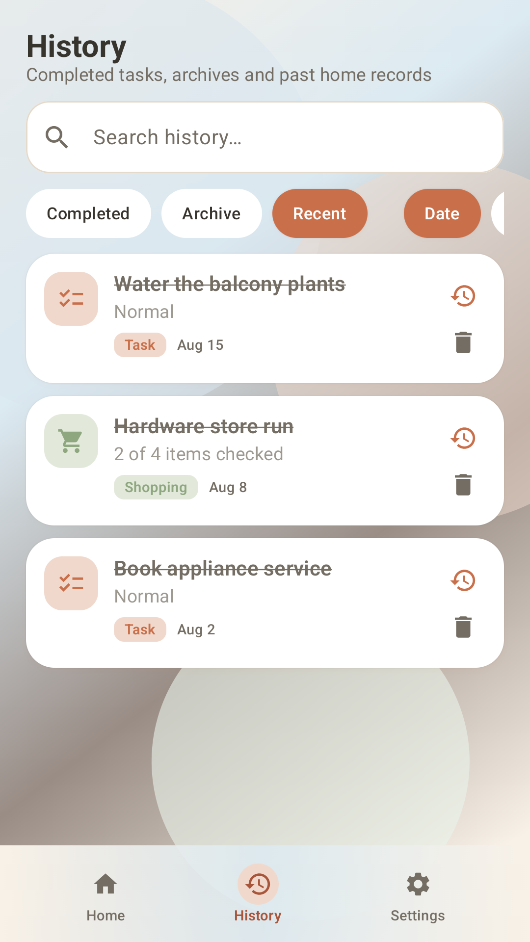 Home Memo Pad screen